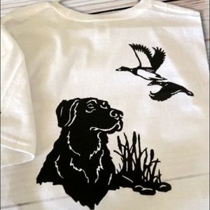 New dog looking at ducks tee